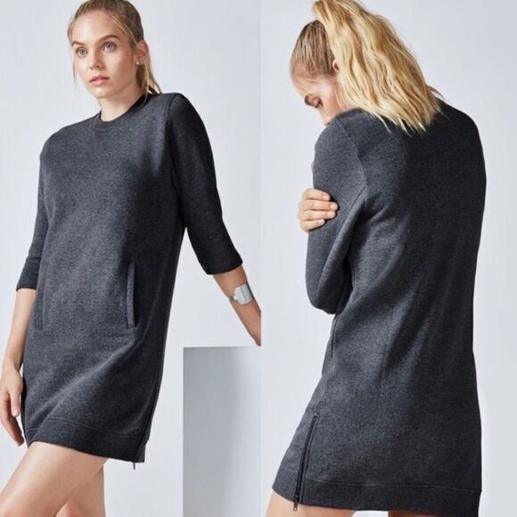 Fabletics Elena Gray Sweatshirt Pullover Zipper Dress Small - Picture 2 of 5